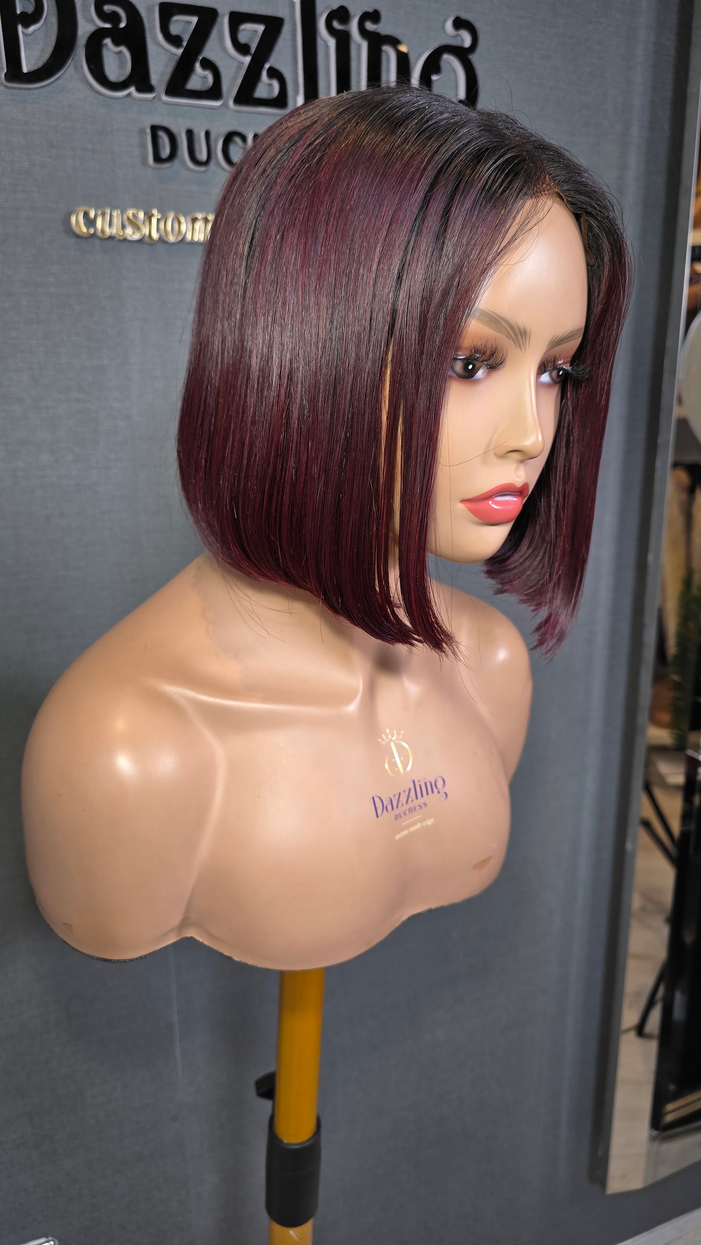 Kaycee 8" Vietnamese Raw human hair Col: Dark burgundy