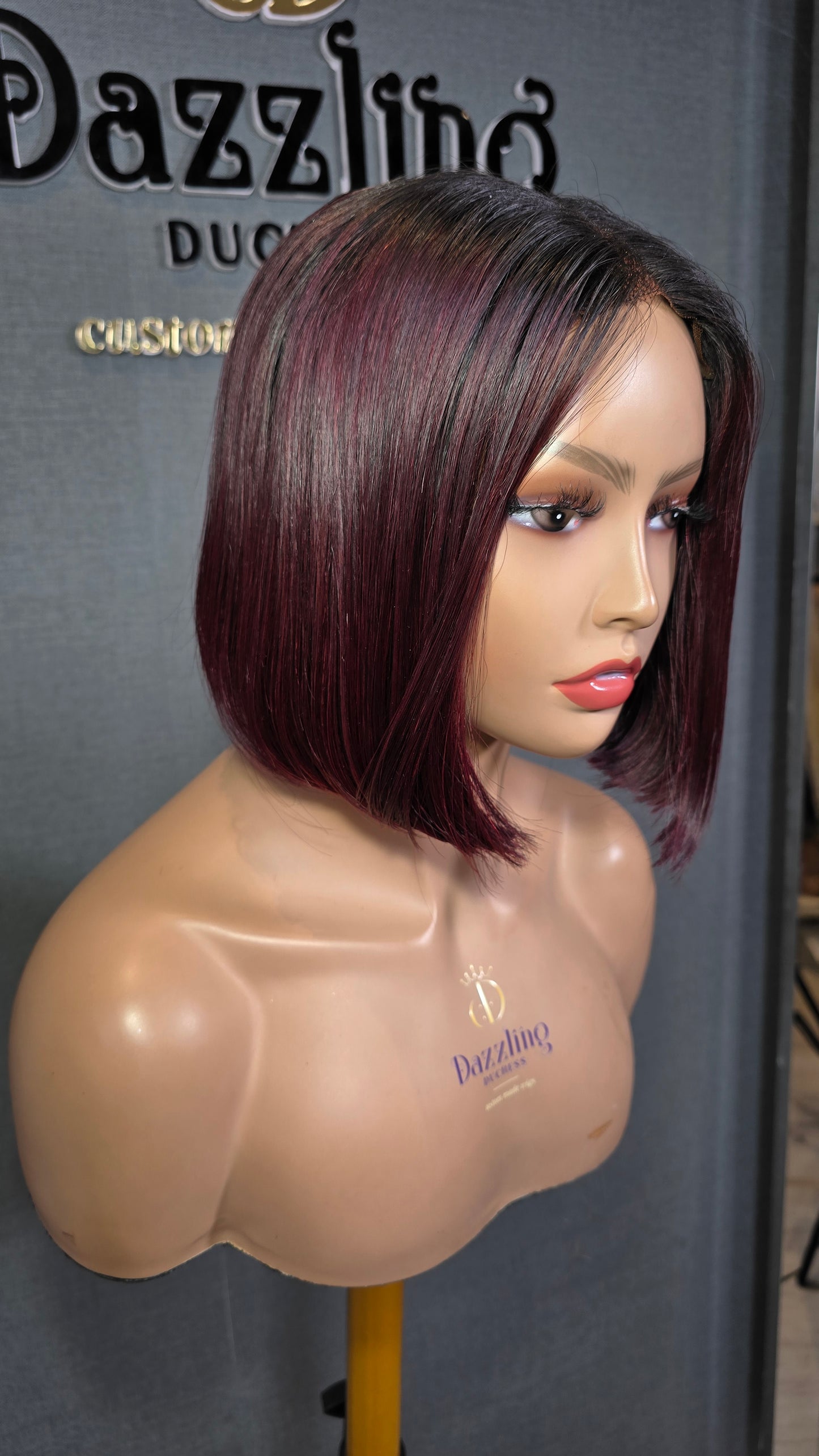 Kaycee 8" Vietnamese Raw human hair Col: Dark burgundy