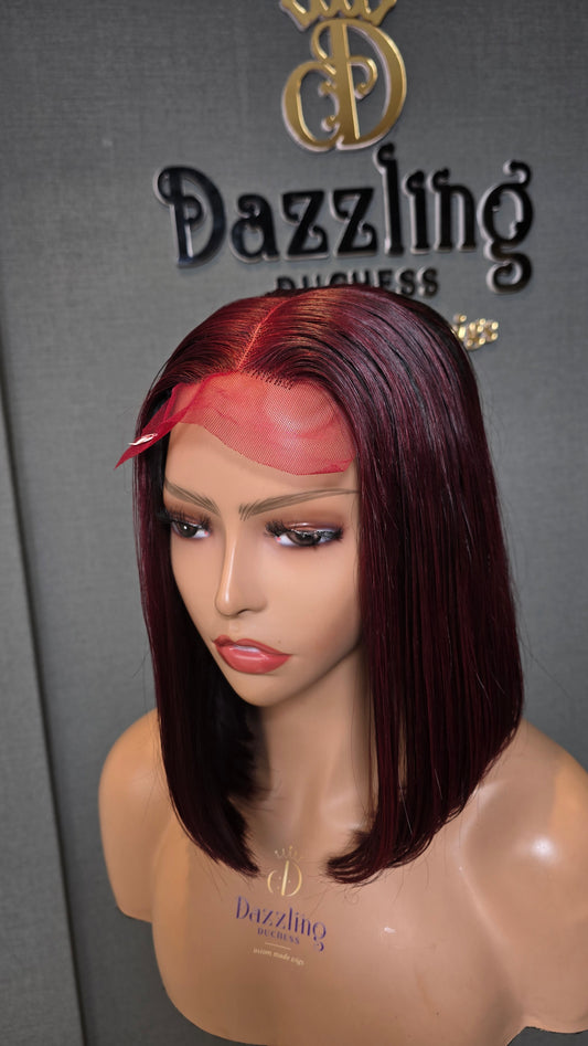 Kaycee 10" Vietnamese raw Human Hair Col: Dark burgundy
