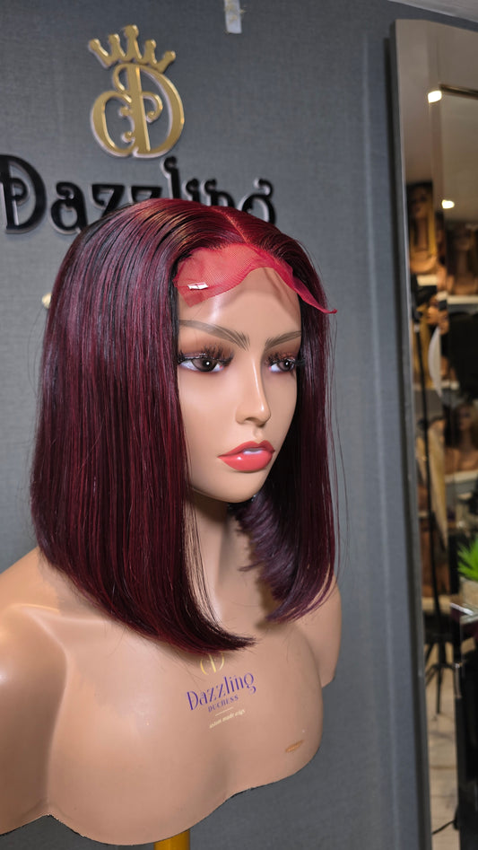 Kaycee 10" Vietnamese raw Human Hair Col: Dark burgundy
