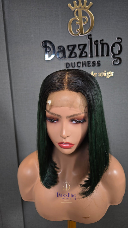 Kaycee 10" Vietnamese raw human hair Col: Bottle green