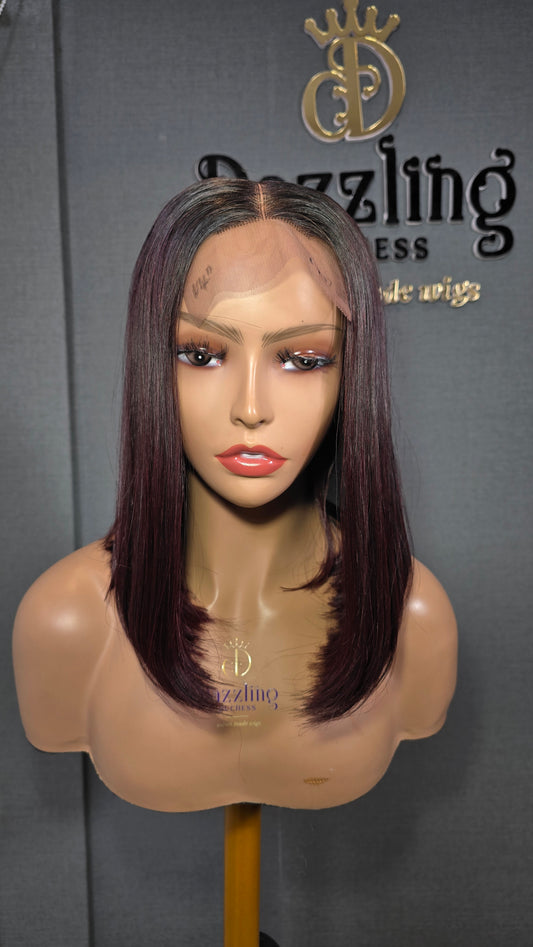 Kaycee 12" Vietnamese Raw human hair Col: Dark burgundy