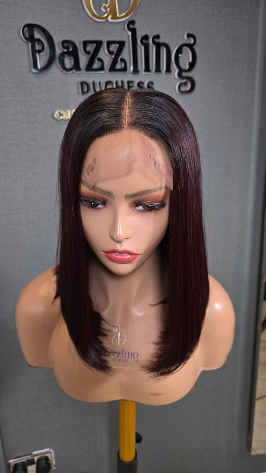 Kaycee 12" Vietnamese Raw human hair Col: Dark burgundy