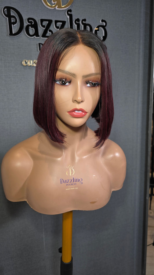 Kaycee 8" Vietnamese Raw human hair Col: Dark burgundy